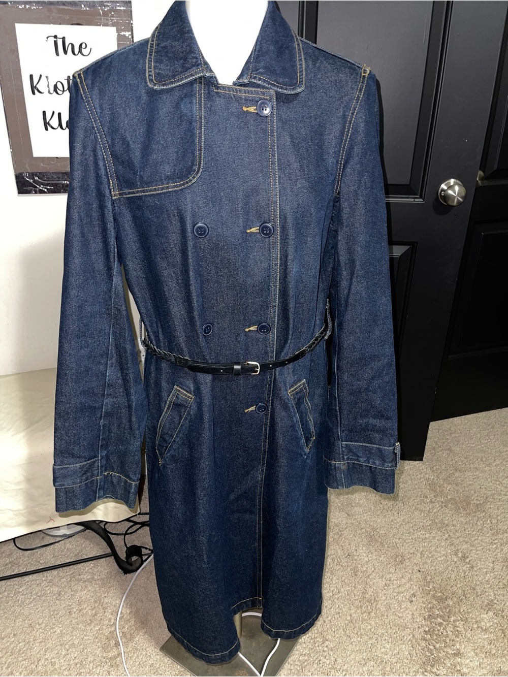 BCBG Dark Indigo Denim Trenchcoat